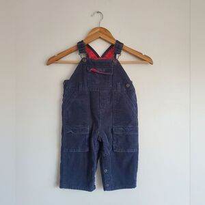OshKosh Flannel Lined Navy Blue Kids Overalls Size 12 Months